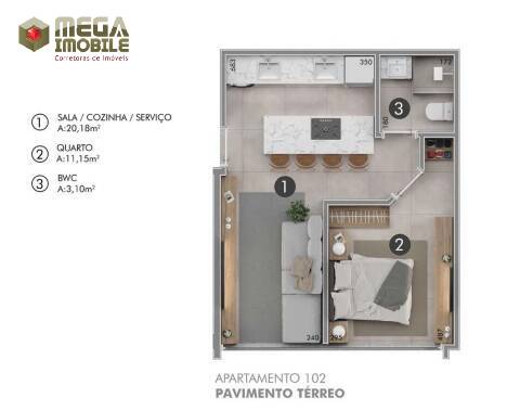 Apartamento à venda com 1 quarto, 55m² - Foto 3